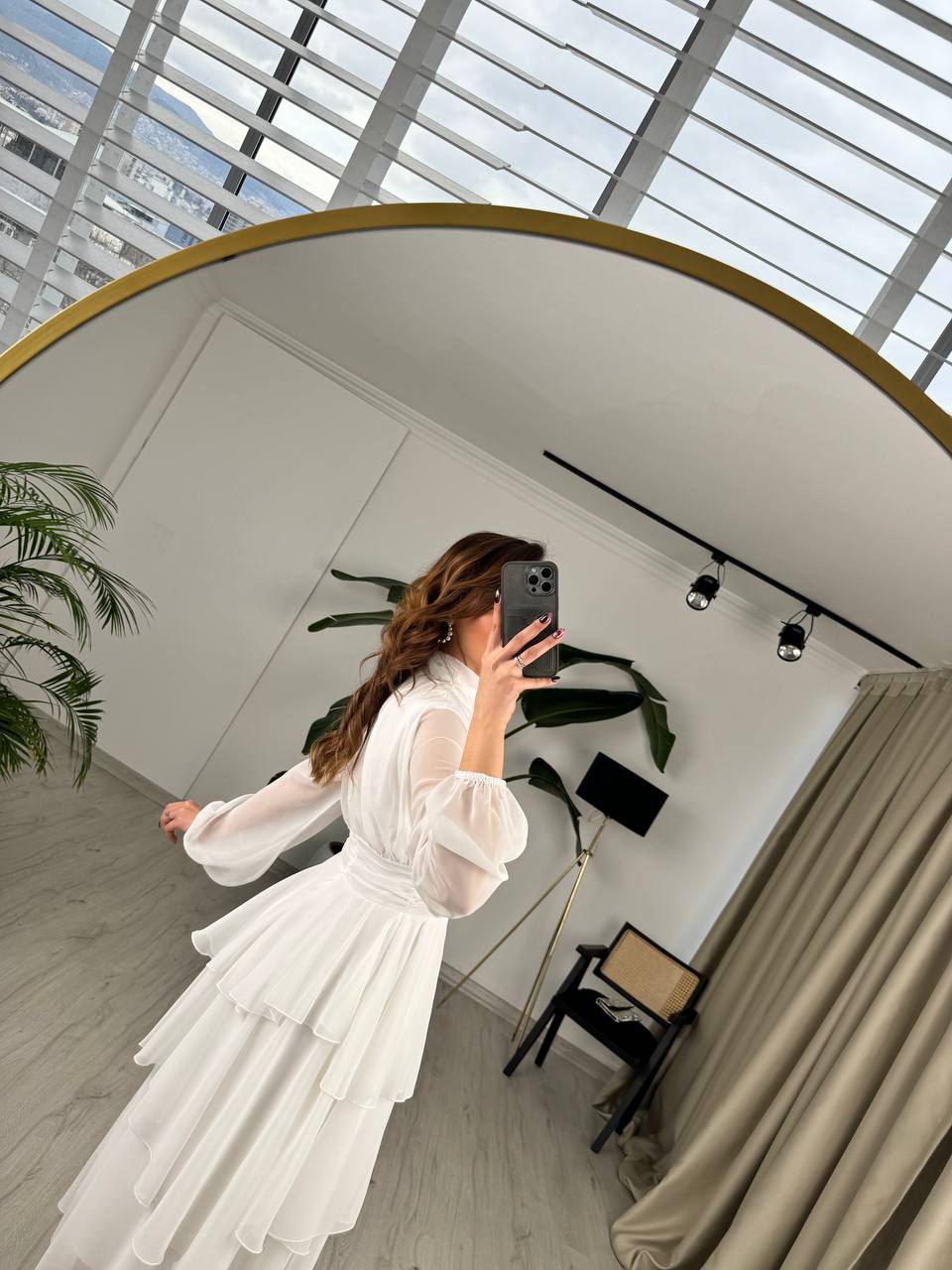 Tasarım%20Beyaz%20Astarlı%20Beli%20Korsajlı%20Valencia%20Şifon%20Elbise
