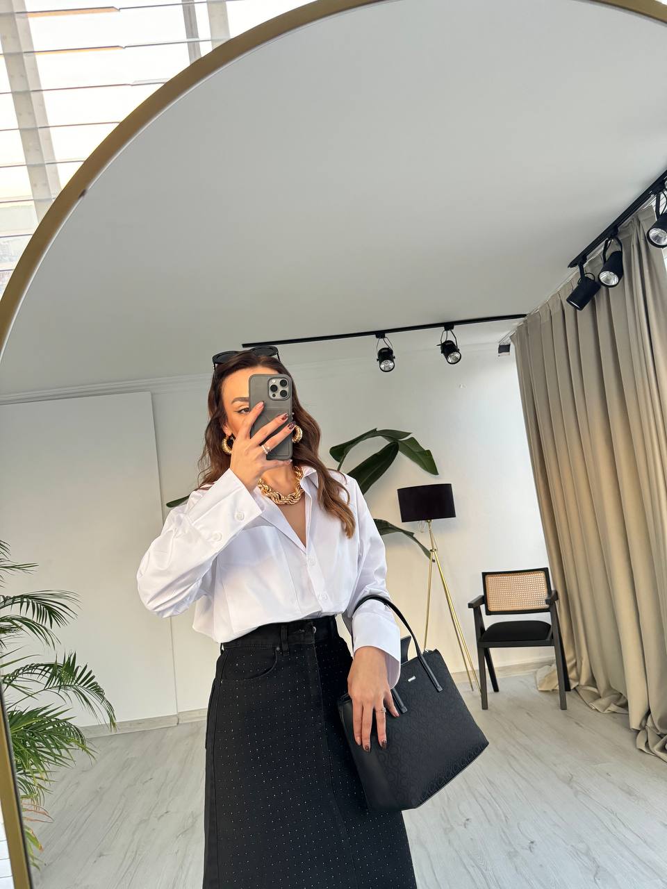 Siyah%20Minimal%20Taş%20Detaylı%20Jean%20Etek