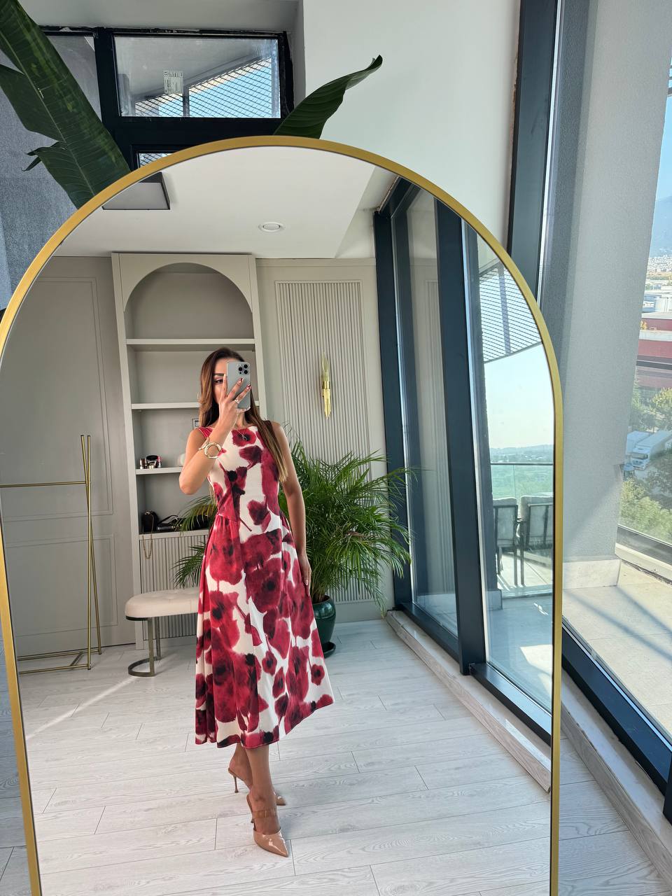 Gelincik%20Desenli%20Midi%20Boy%20Elbise