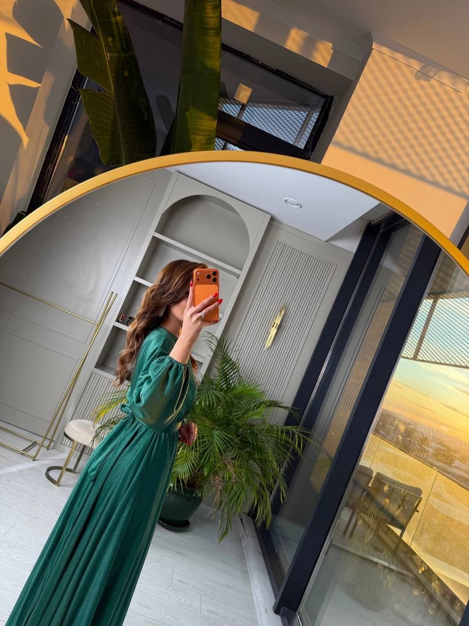 Zümrüt%20Işıltılı%20Full%20Astarlı%20Maxi%20Boy%20Kuşaklı%20Elbise