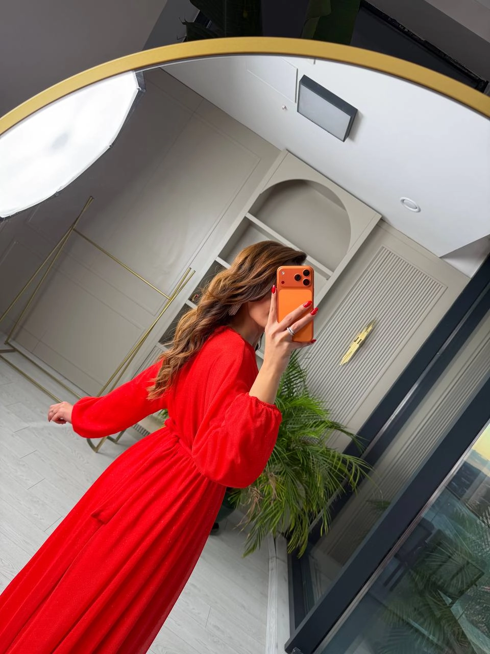 Nar%20Çiçeği%20Kırmızı%20Işıltılı%20Full%20Astarlı%20Maxi%20Boy%20Kuşaklı%20Elbise