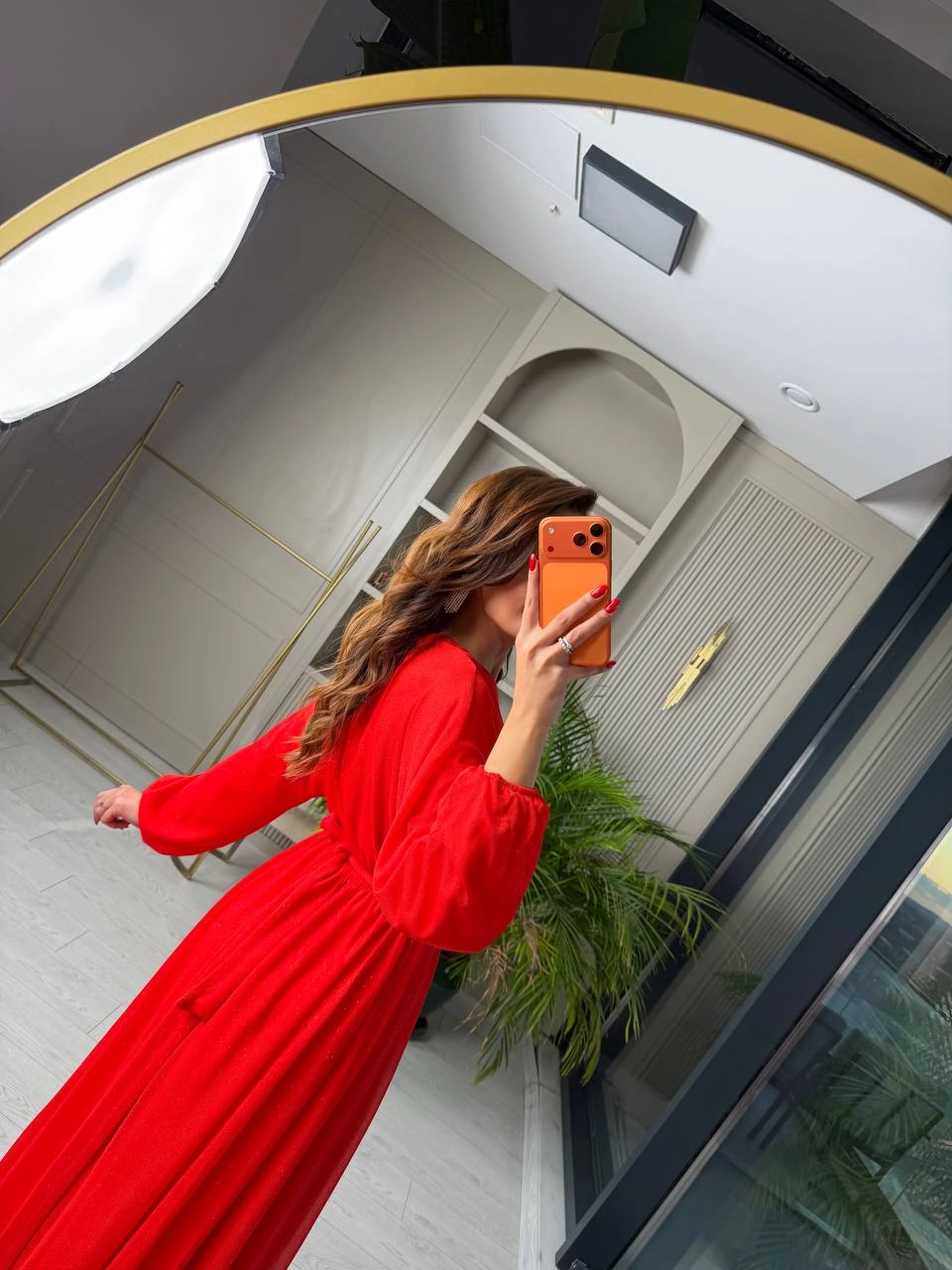 Nar%20Çiçeği%20Kırmızı%20Işıltılı%20Full%20Astarlı%20Maxi%20Boy%20Kuşaklı%20Elbise