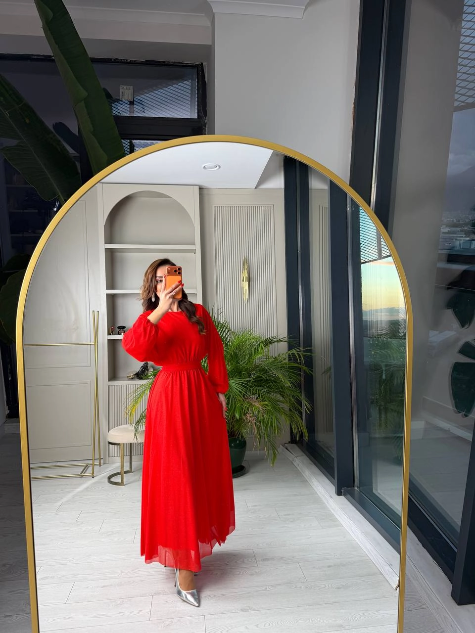 Nar%20Çiçeği%20Kırmızı%20Işıltılı%20Full%20Astarlı%20Maxi%20Boy%20Kuşaklı%20Elbise