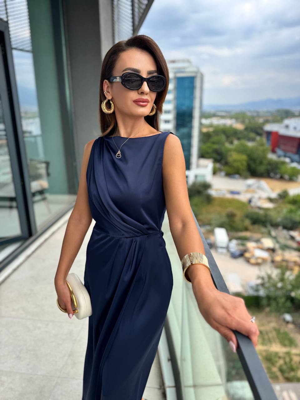 Lacivert%20İthal%20Tok%20Saten%20Zara%20Model%20Elbise