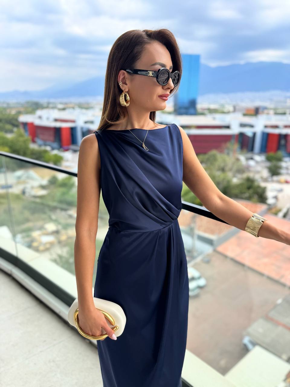 Lacivert%20İthal%20Tok%20Saten%20Zara%20Model%20Elbise