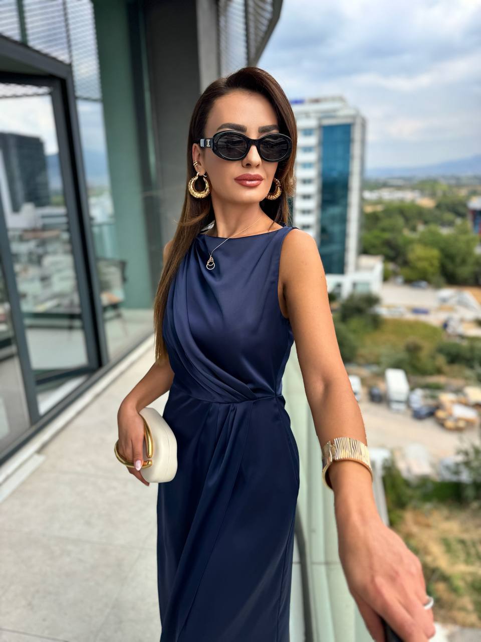 Lacivert%20İthal%20Tok%20Saten%20Zara%20Model%20Elbise