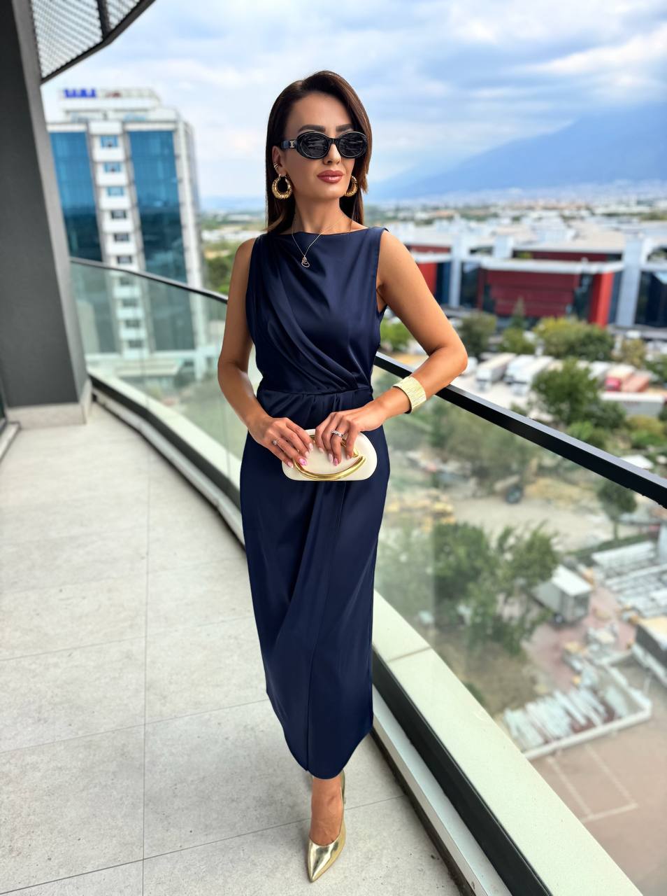 Lacivert%20İthal%20Tok%20Saten%20Zara%20Model%20Elbise