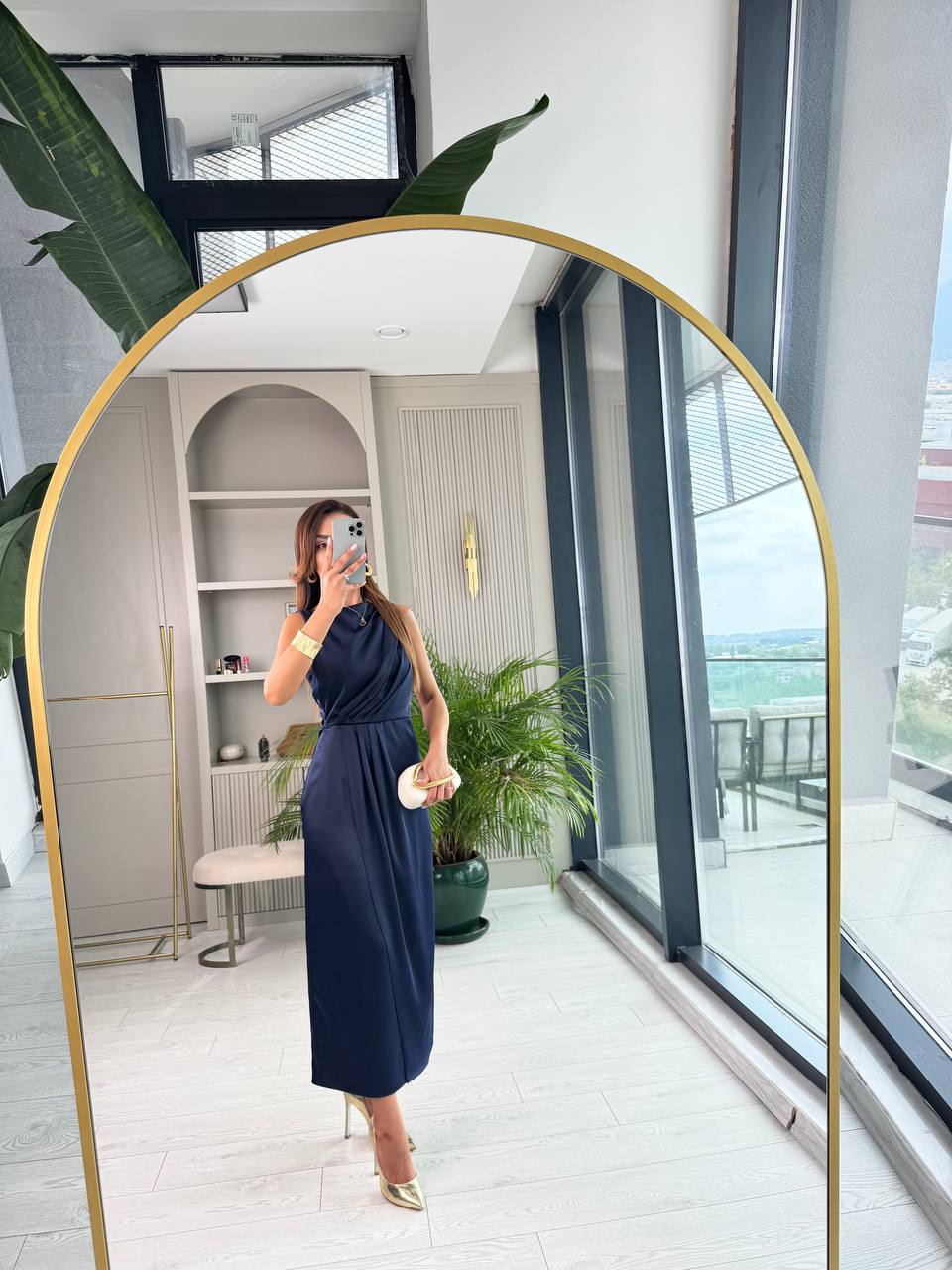 Lacivert%20İthal%20Tok%20Saten%20Zara%20Model%20Elbise