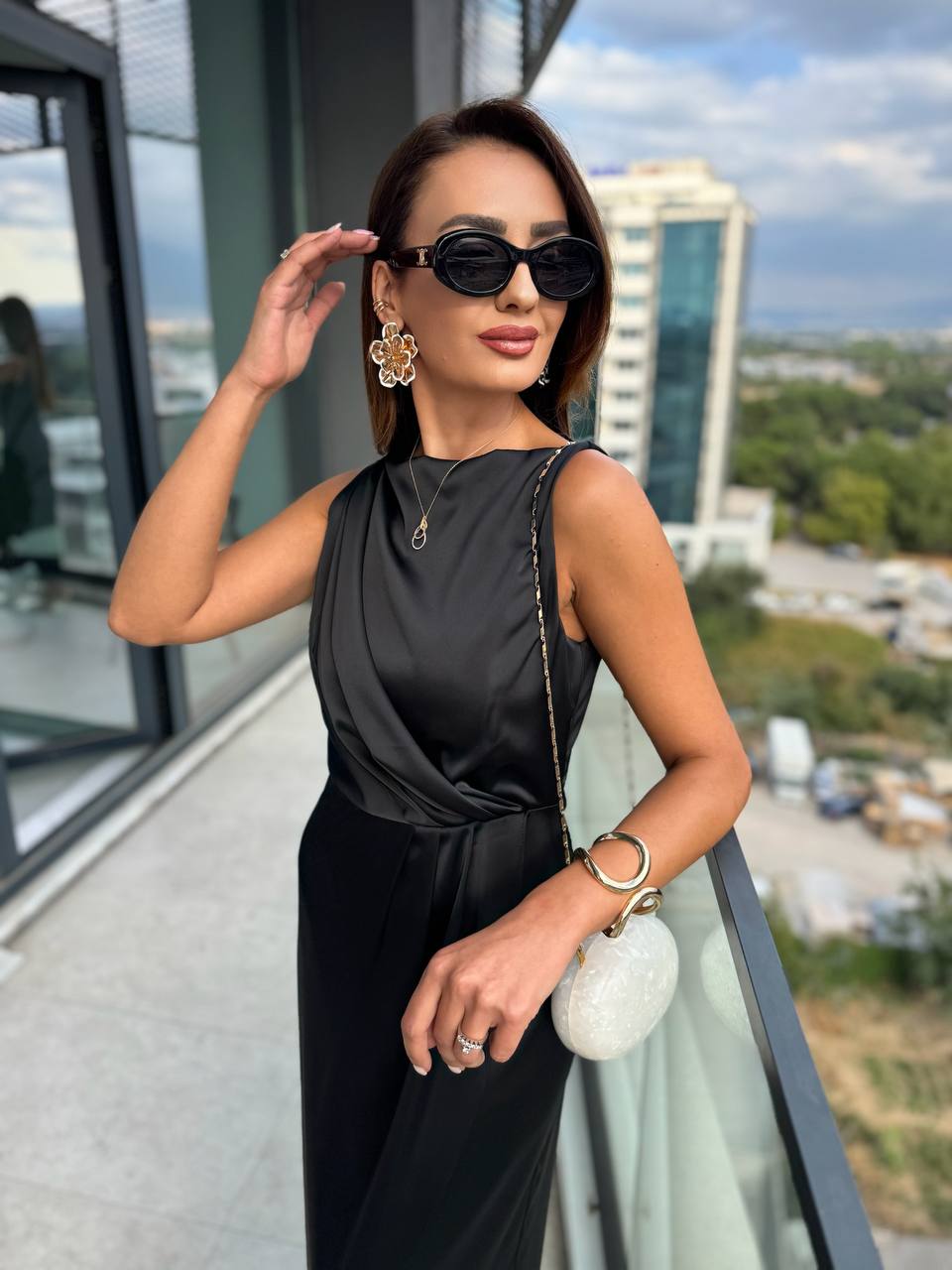 Siyah%20İthal%20Tok%20Saten%20Zara%20Model%20Elbise