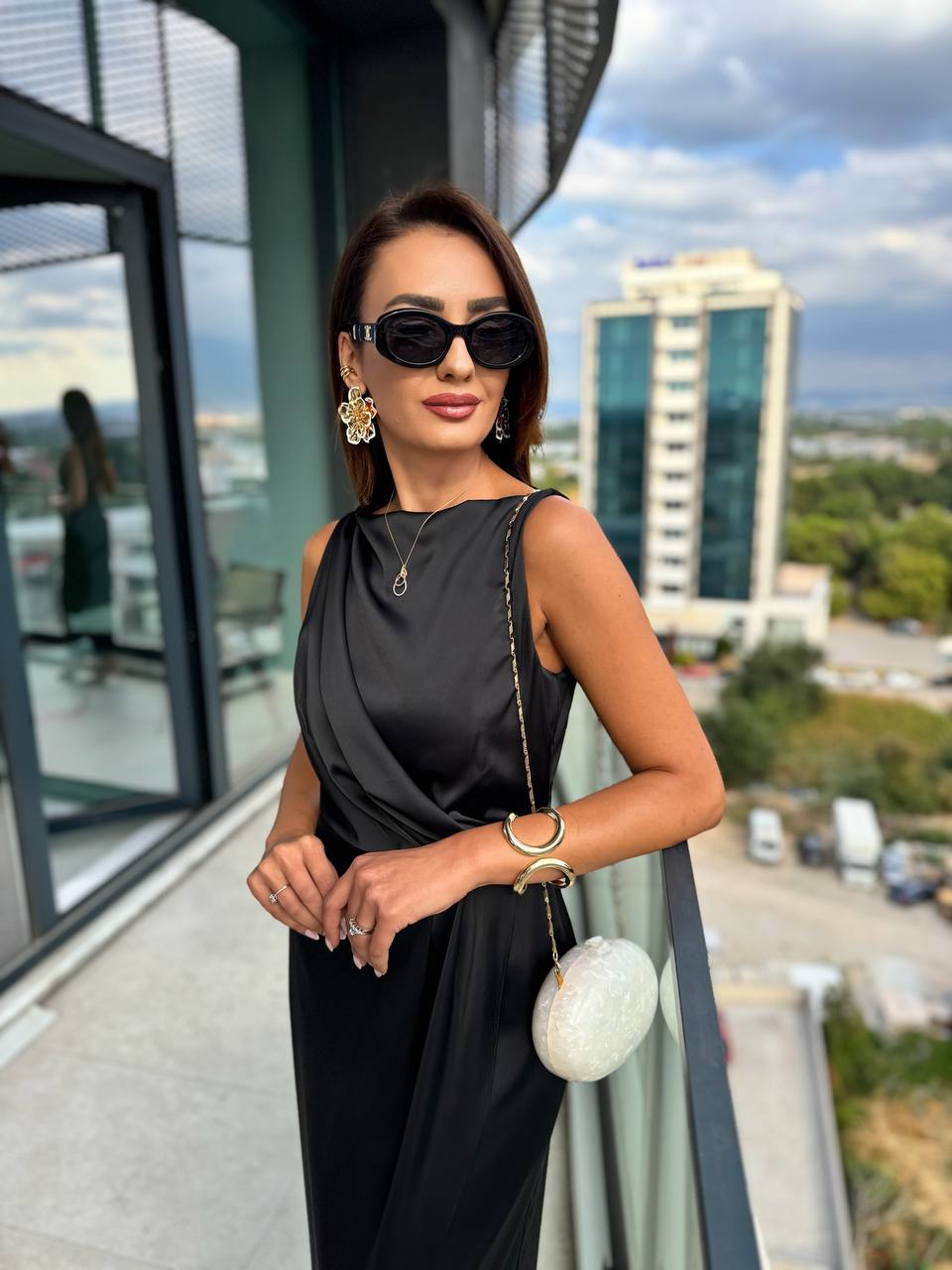 Siyah%20İthal%20Tok%20Saten%20Zara%20Model%20Elbise