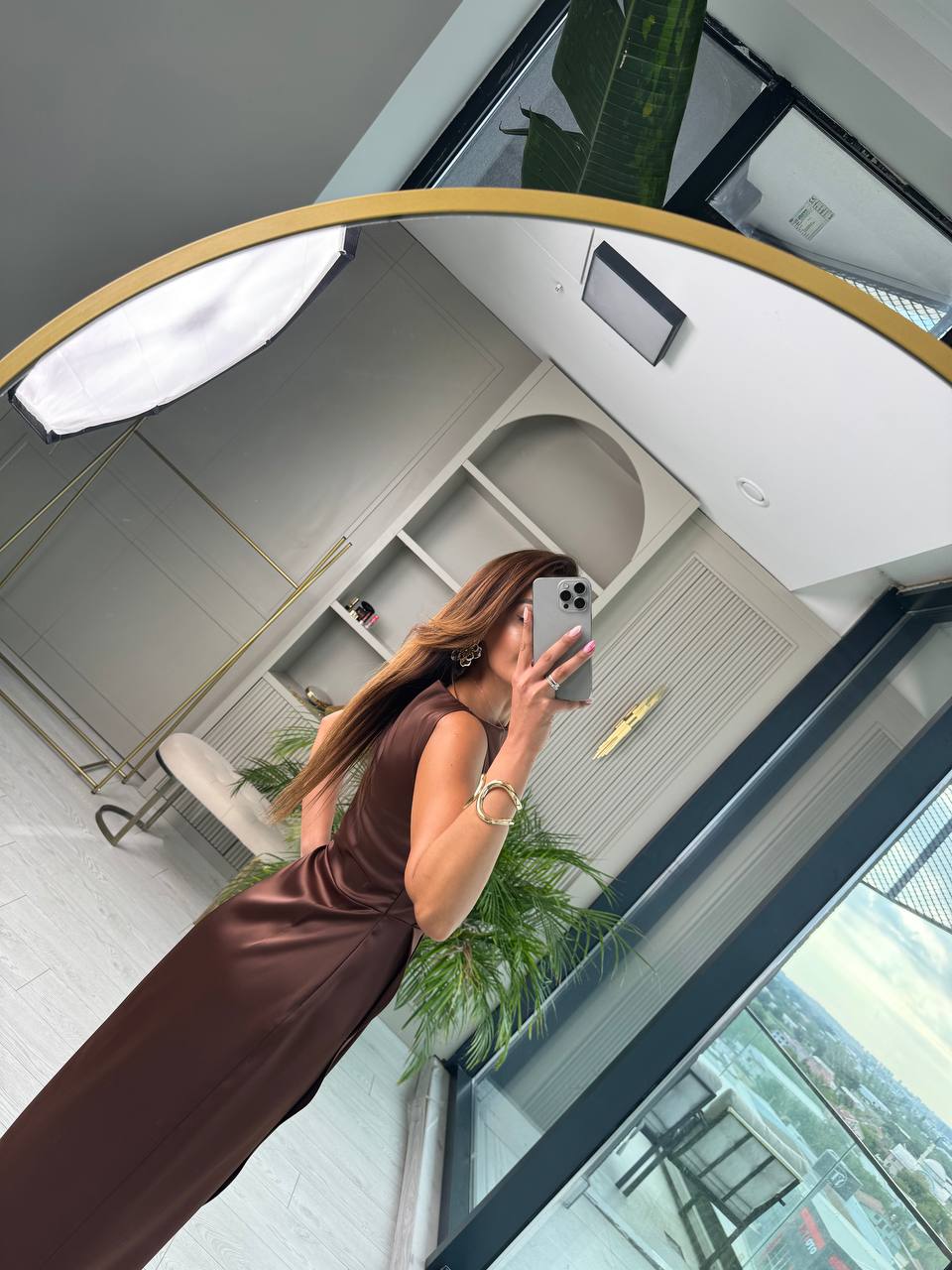 Kahverengi%20İthal%20Tok%20Saten%20Zara%20Model%20Elbise