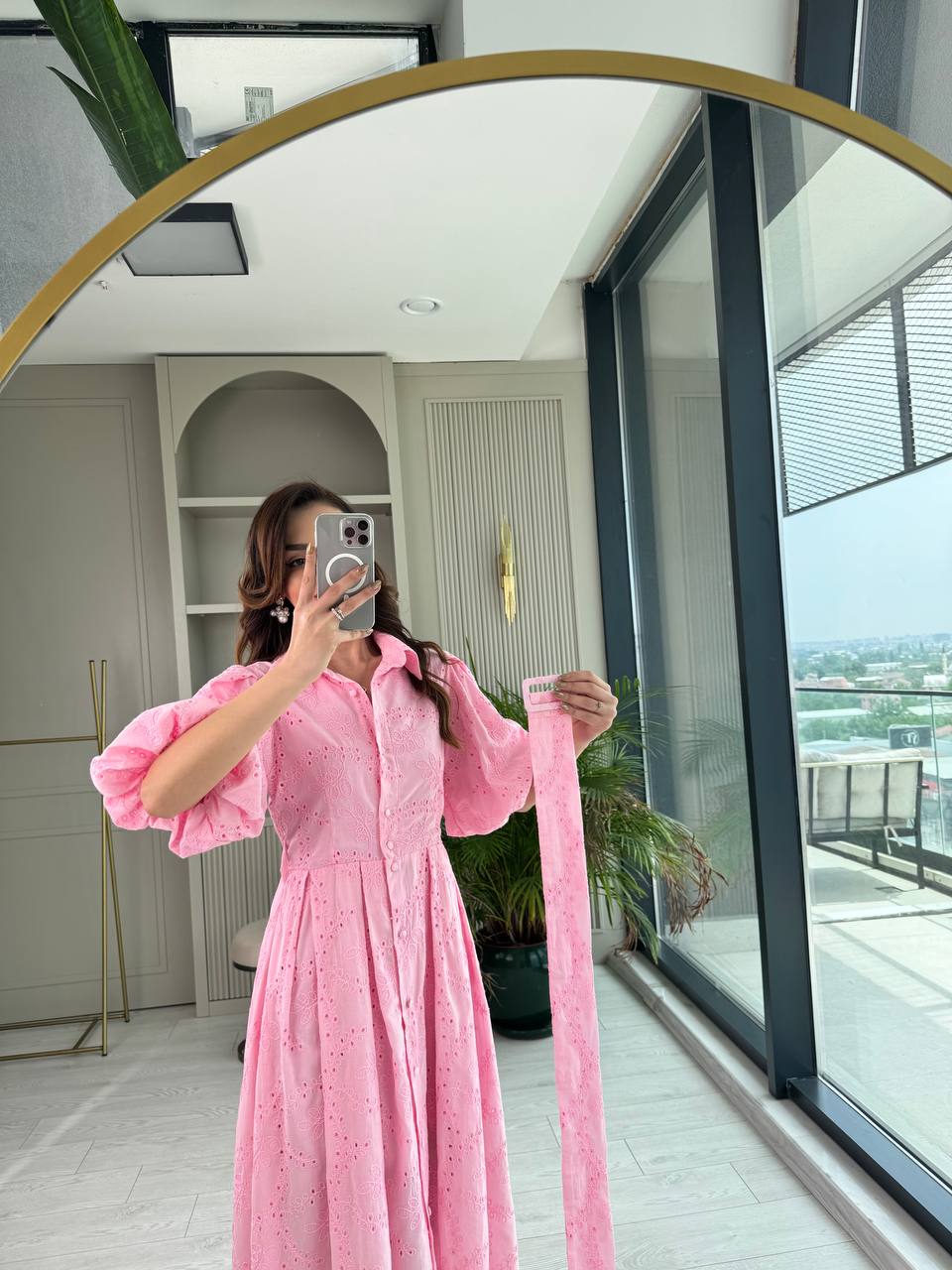 Pembe%20Kemerli%20%100%20Pamuk%20Astarlı%20Premium%20Seri%20Elbise