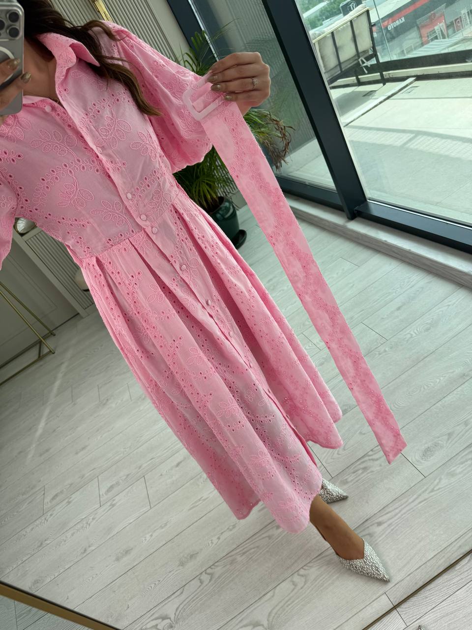 Pembe%20Kemerli%20%100%20Pamuk%20Astarlı%20Premium%20Seri%20Elbise