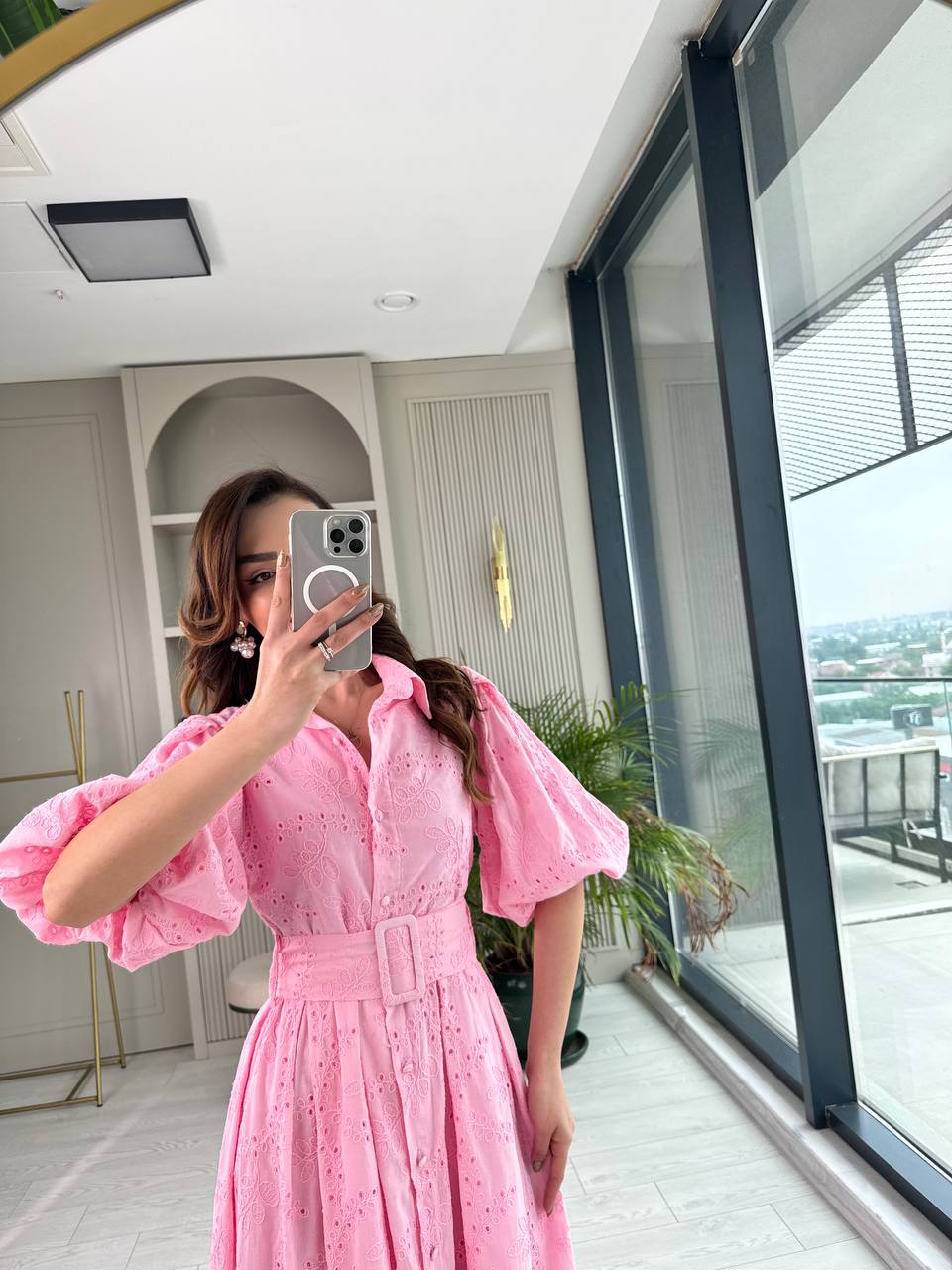 Pembe%20Kemerli%20%100%20Pamuk%20Astarlı%20Premium%20Seri%20Elbise