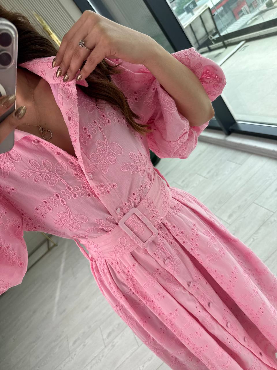 Pembe%20Kemerli%20%100%20Pamuk%20Astarlı%20Premium%20Seri%20Elbise