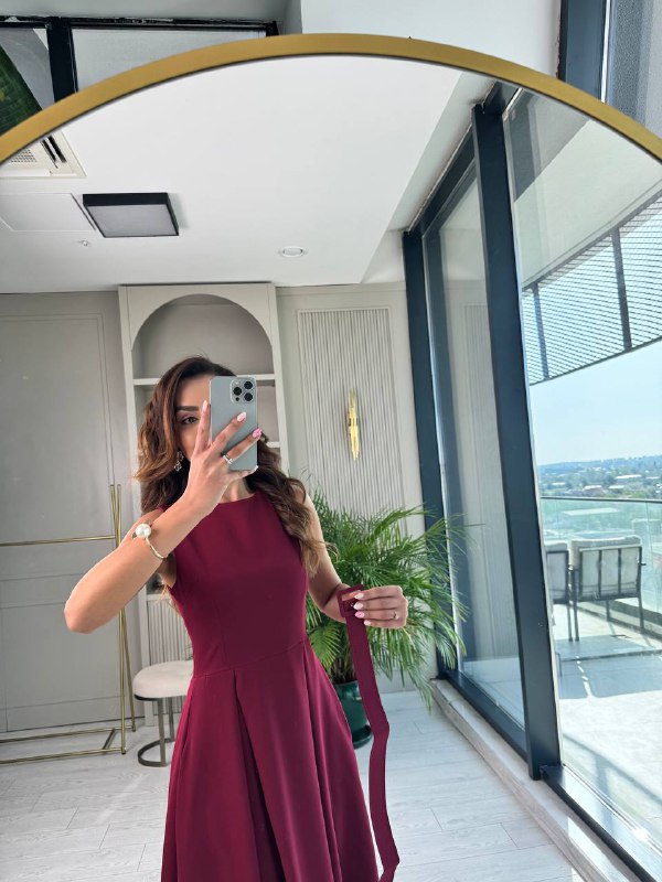 Bordo%20Kemerli%20Cepli%20Atlas%20Kumaş%20Elbise