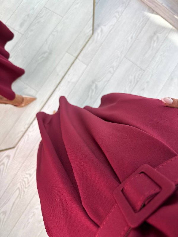 Bordo%20Kemerli%20Cepli%20Atlas%20Kumaş%20Elbise