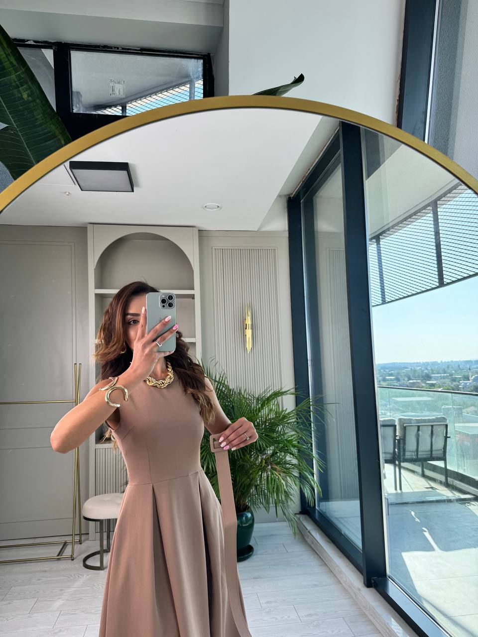 Vizon%20Kemerli%20Cepli%20Atlas%20Kumaş%20Elbise