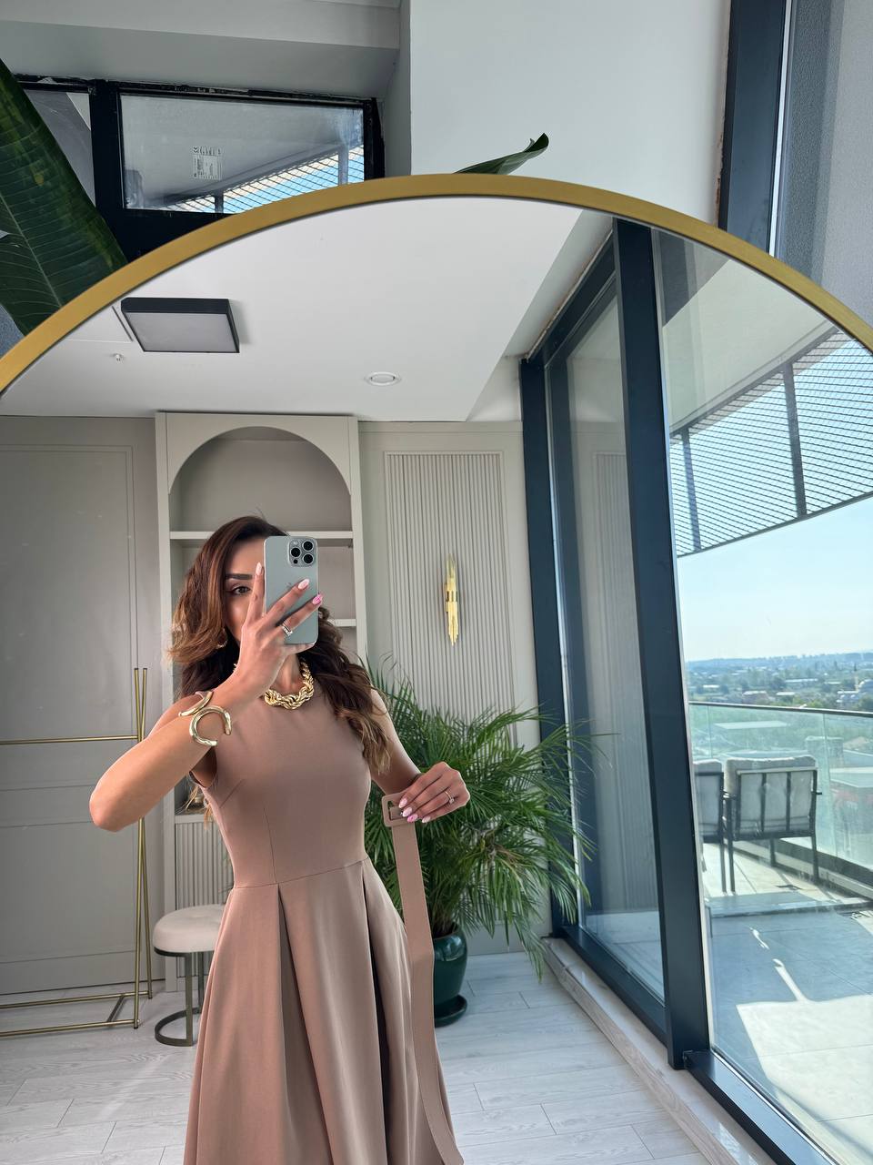 Vizon%20Kemerli%20Cepli%20Atlas%20Kumaş%20Elbise