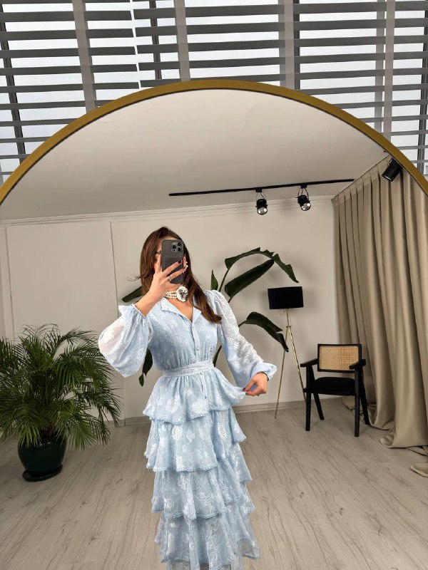 Tasarım%20Bebe%20Mavi%20Eteği%20Kat%20Kat%20Astarlı%20Premium%20Elbise
