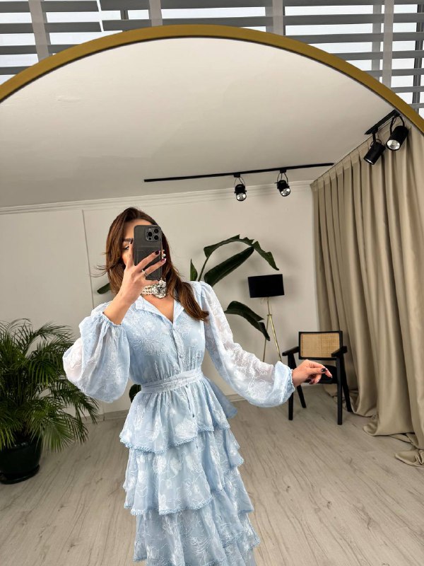 Tasarım%20Bebe%20Mavi%20Eteği%20Kat%20Kat%20Astarlı%20Premium%20Elbise