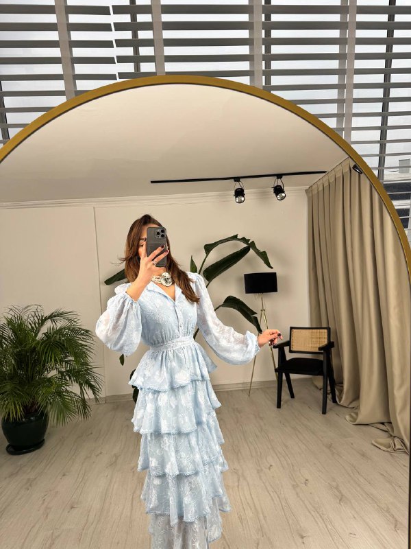 Tasarım%20Bebe%20Mavi%20Eteği%20Kat%20Kat%20Astarlı%20Premium%20Elbise