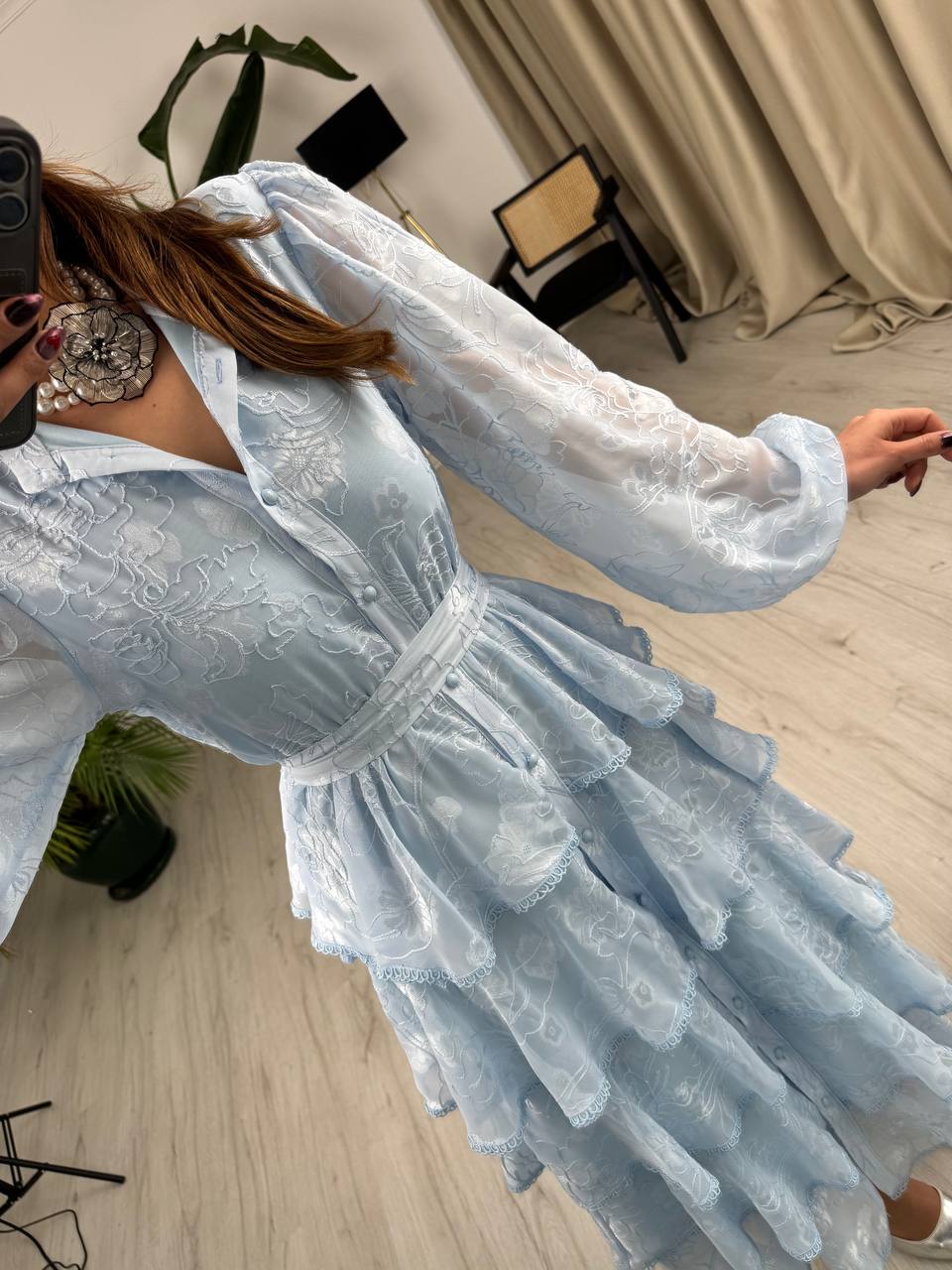 Tasarım%20Bebe%20Mavi%20Eteği%20Kat%20Kat%20Astarlı%20Premium%20Elbise