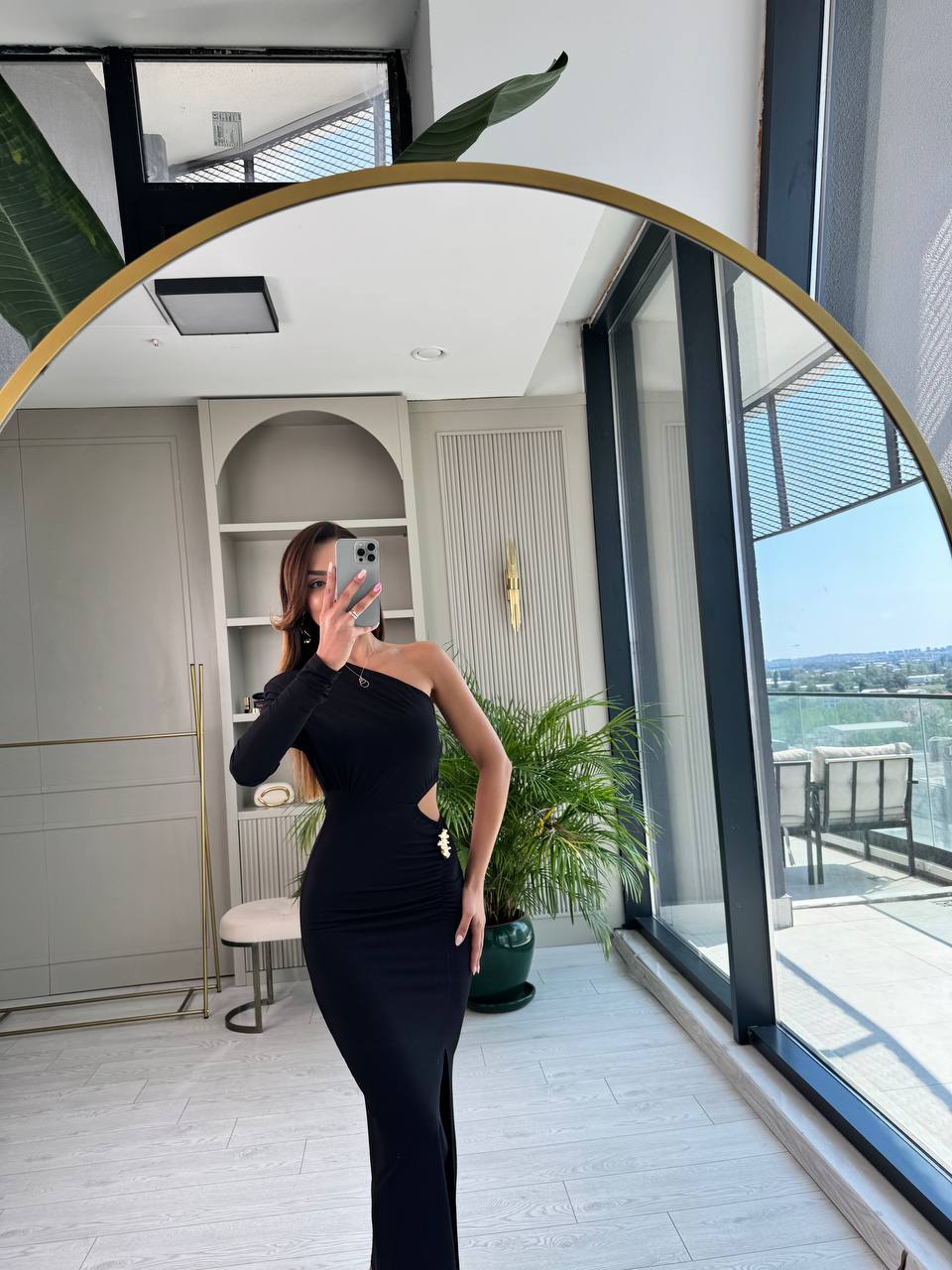 Siyah%20Bel%20Detaylı%20İthal%20Likralı%20Candy%20Kumaş%20Elbise