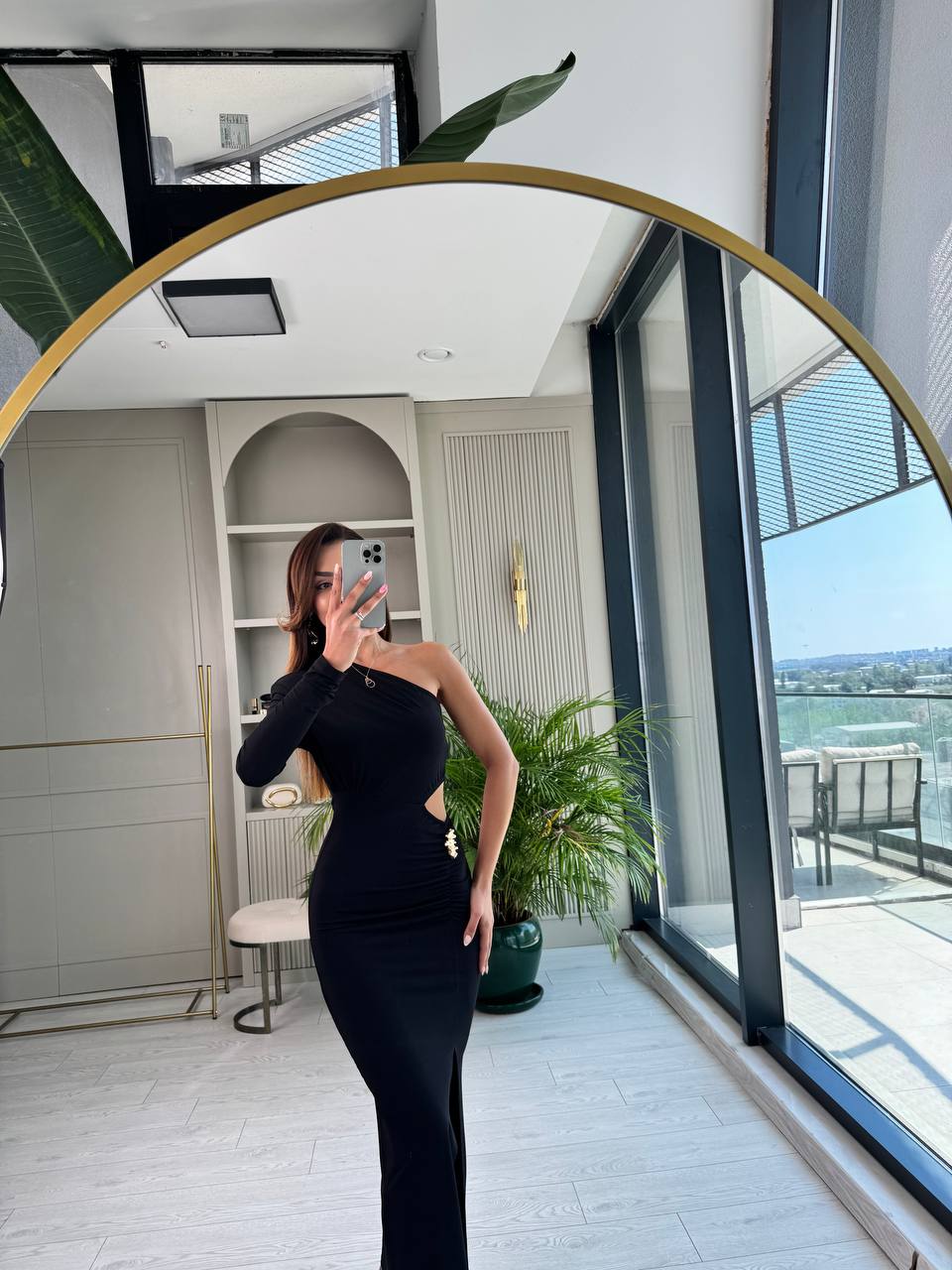 Siyah%20Bel%20Detaylı%20İthal%20Likralı%20Candy%20Kumaş%20Elbise