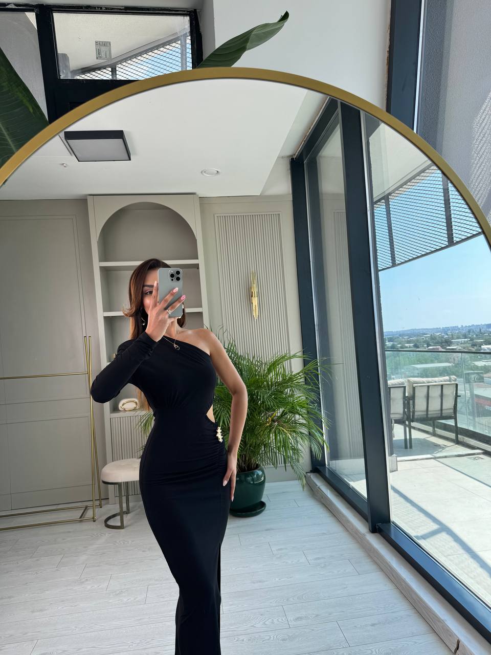 Siyah%20Bel%20Detaylı%20İthal%20Likralı%20Candy%20Kumaş%20Elbise