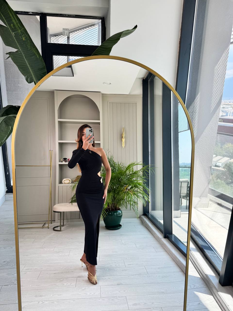 Siyah%20Bel%20Detaylı%20İthal%20Likralı%20Candy%20Kumaş%20Elbise