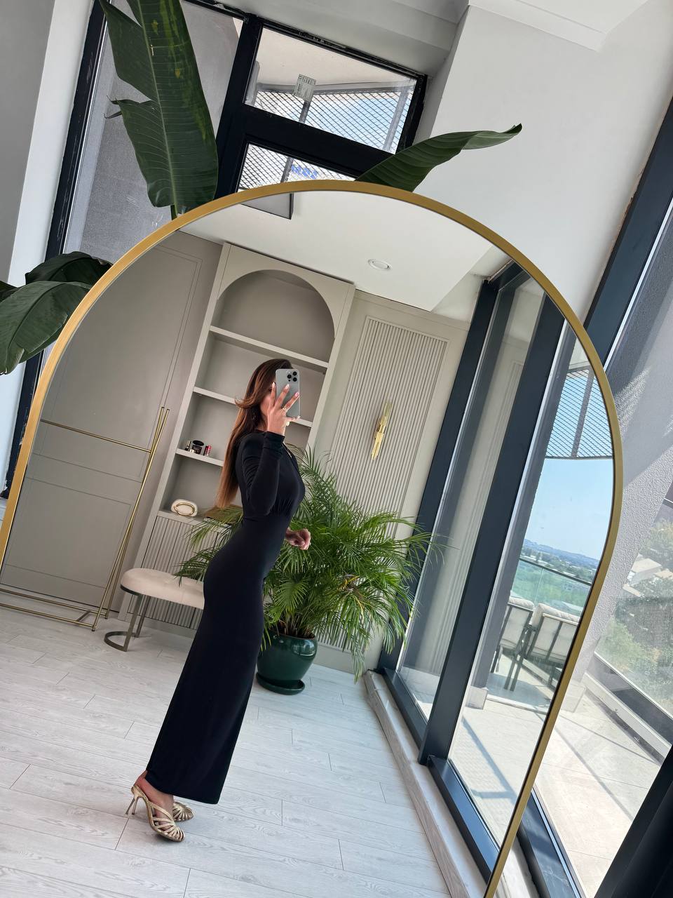 Siyah%20Bel%20Detaylı%20İthal%20Likralı%20Candy%20Kumaş%20Elbise