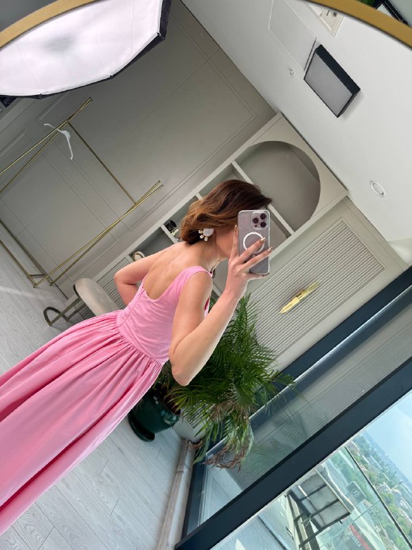 Pembe%20Pamuklu%20Poplin%20Kumaş%20Cepli%20Elbise