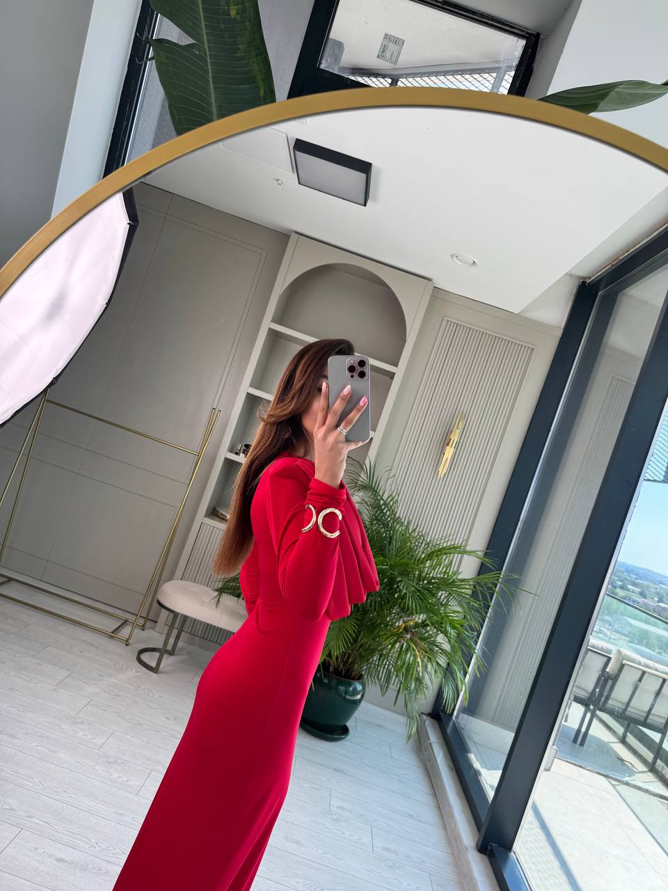 Tasarım%20Kırmızı%20Degaje%20Yaka%20İthal%20Likralı%20Candy%20Kumaş%20Elbise