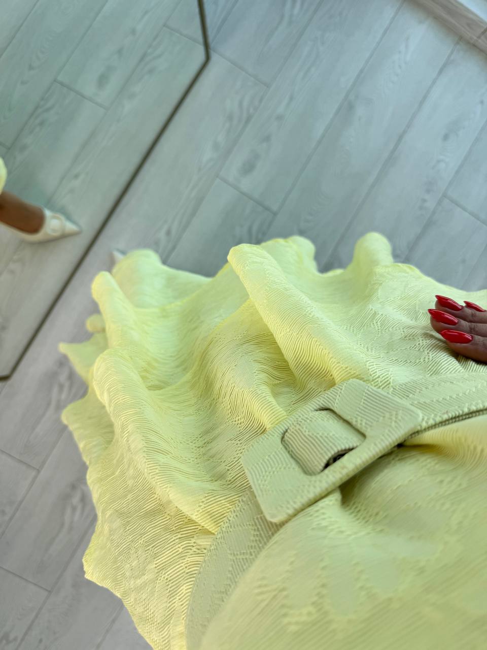 Soft%20Sarı%20%100%20Pamuklu%20Lüks%20Kumaş%20Eteği%20Kat%20Kat%20Astarlı%20Elbise