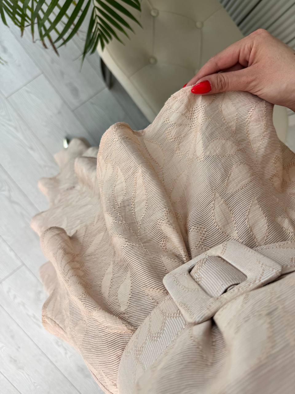 Bej%20%100%20Pamuklu%20Lüks%20Kumaş%20Eteği%20Kat%20Kat%20Astarlı%20Elbise