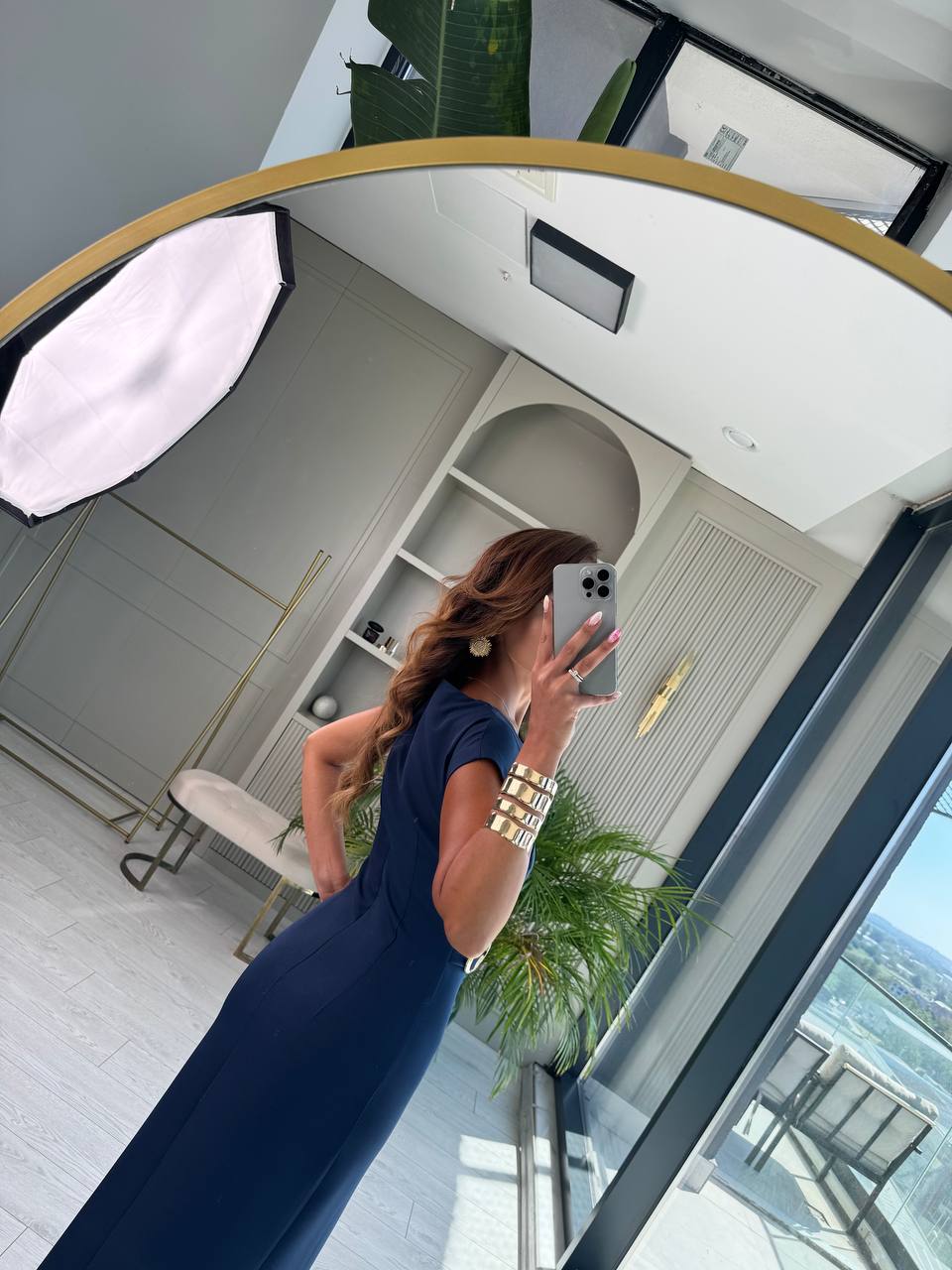 Lacivert%20Zara%20Model%20Bel%20Tokalı%20Lüks%20Atlas%20Kumaş%20Kalem%20Elbise