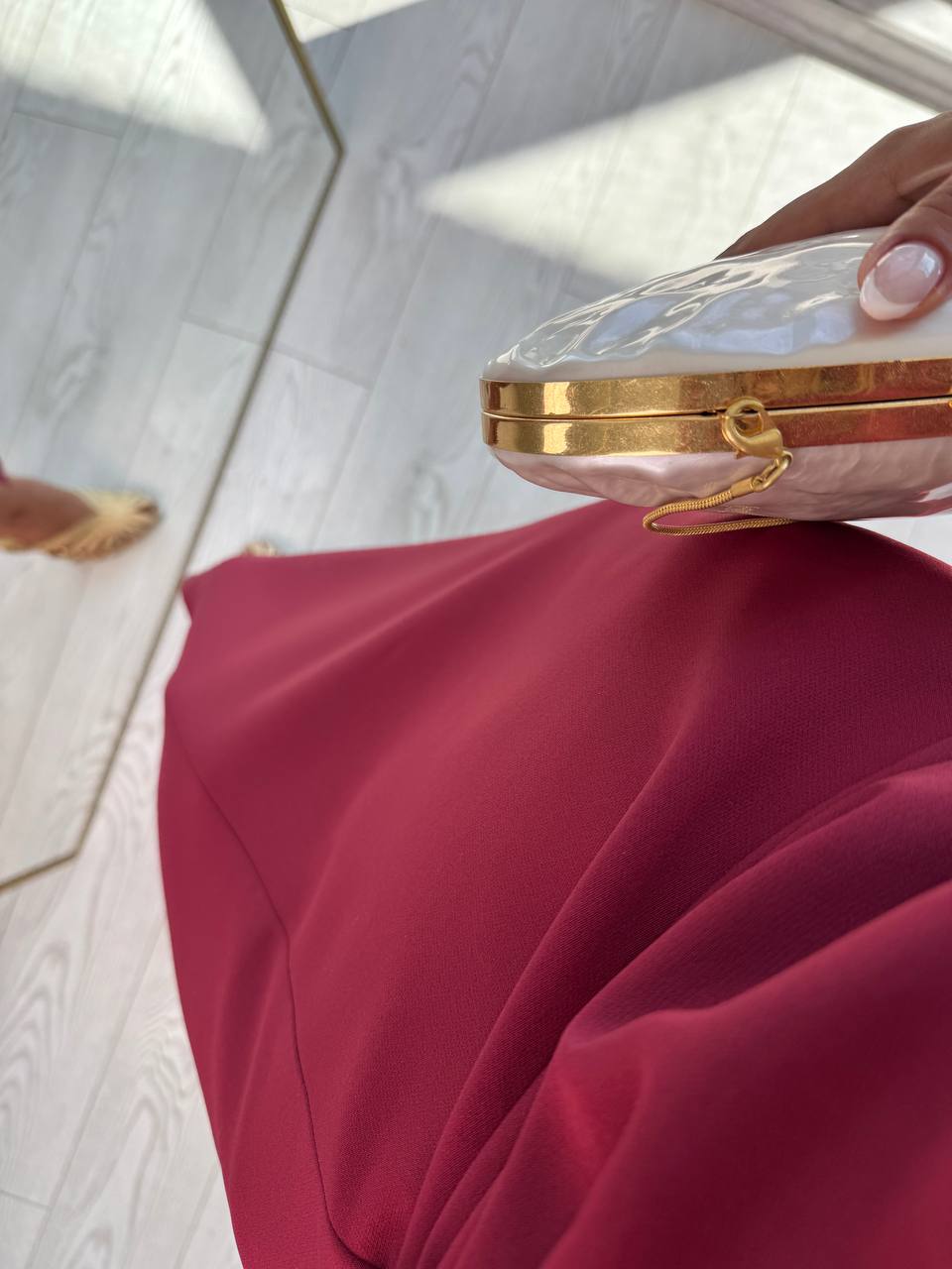 Bordo%20Zara%20Model%20Bel%20Tokalı%20Lüks%20Atlas%20Kumaş%20Kalem%20Elbise