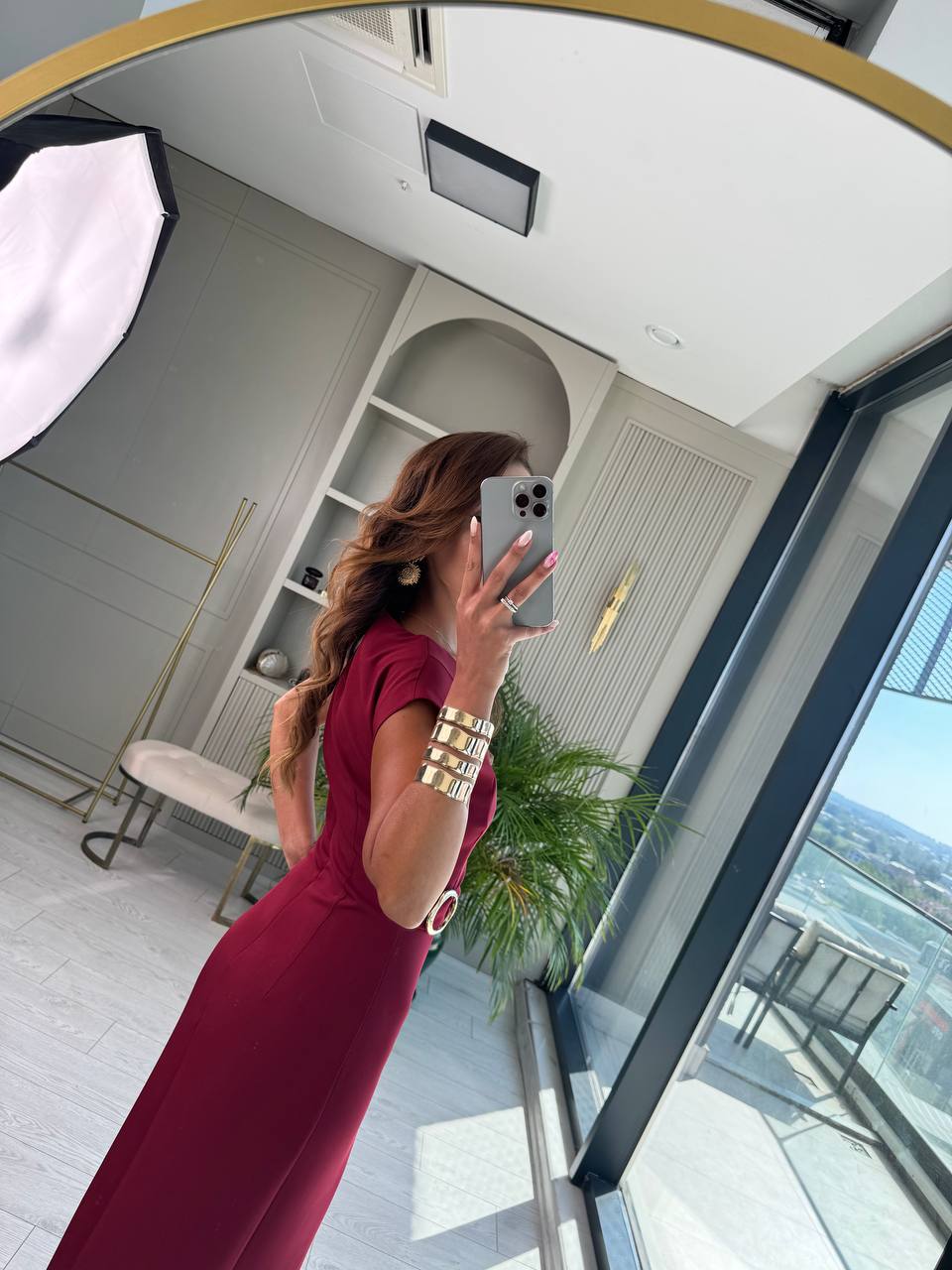 Bordo%20Zara%20Model%20Bel%20Tokalı%20Lüks%20Atlas%20Kumaş%20Kalem%20Elbise