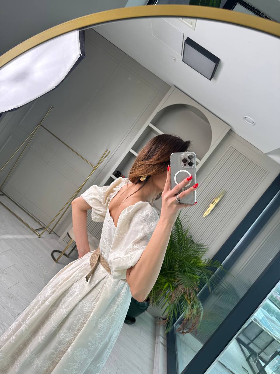 Bej%20Astarlı%20Hasır%20Kemerli%20%100%20Pamuk%20Brode%20Kumaş%20Elbise