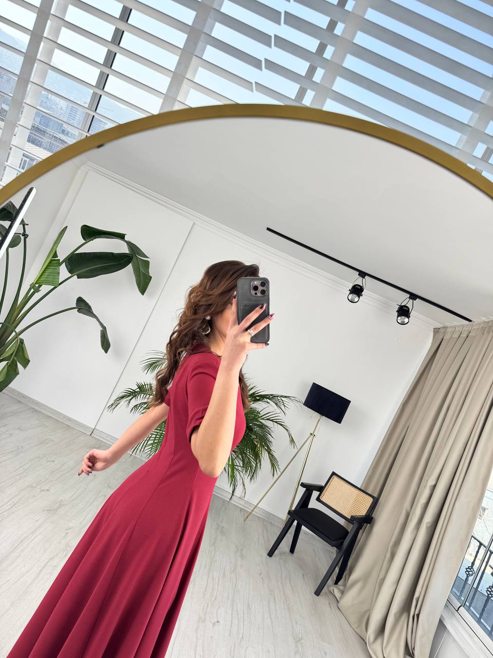 Bordo%20Zara%20Model%20Vatkalı%20Atlas%20Kumaş%20Midi%20Boy%20Elbise