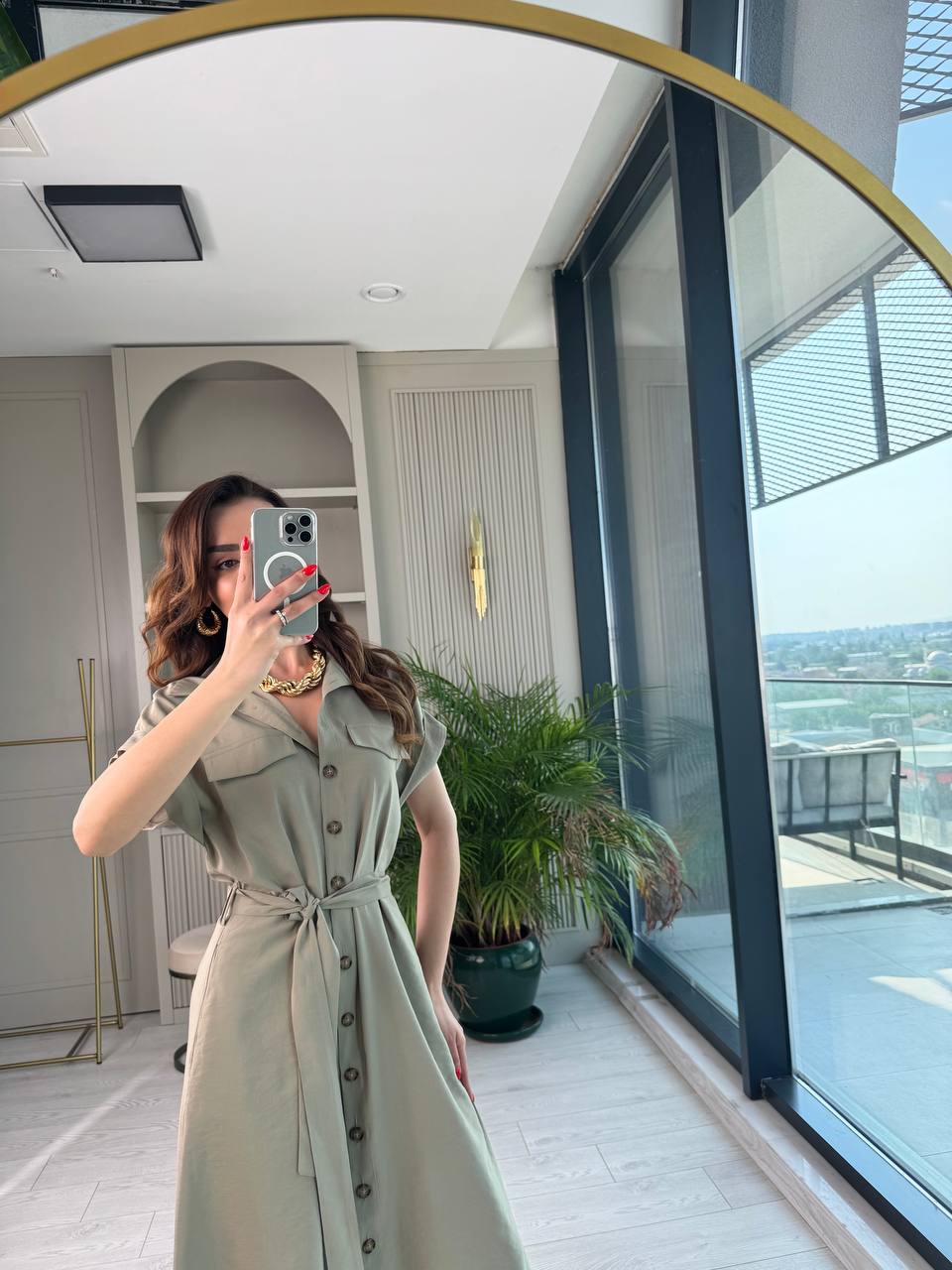 Yeşil%20Cepli%20Lüks%20Tensel%20Kumaş%20Gömlek%20Elbise