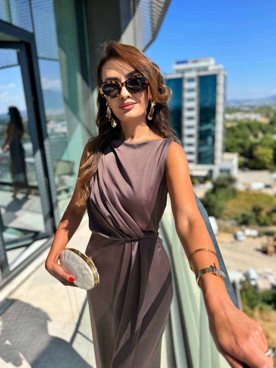 Mocha%20Kahverengi%20İthal%20Tok%20Saten%20Zara%20Model%20Elbise