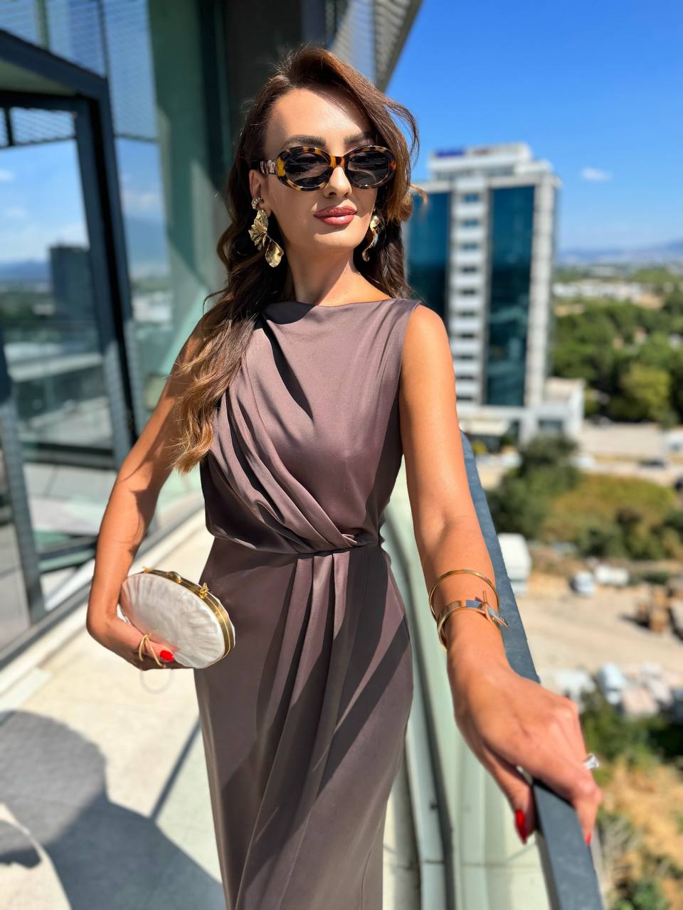 Mocha%20Kahverengi%20İthal%20Tok%20Saten%20Zara%20Model%20Elbise