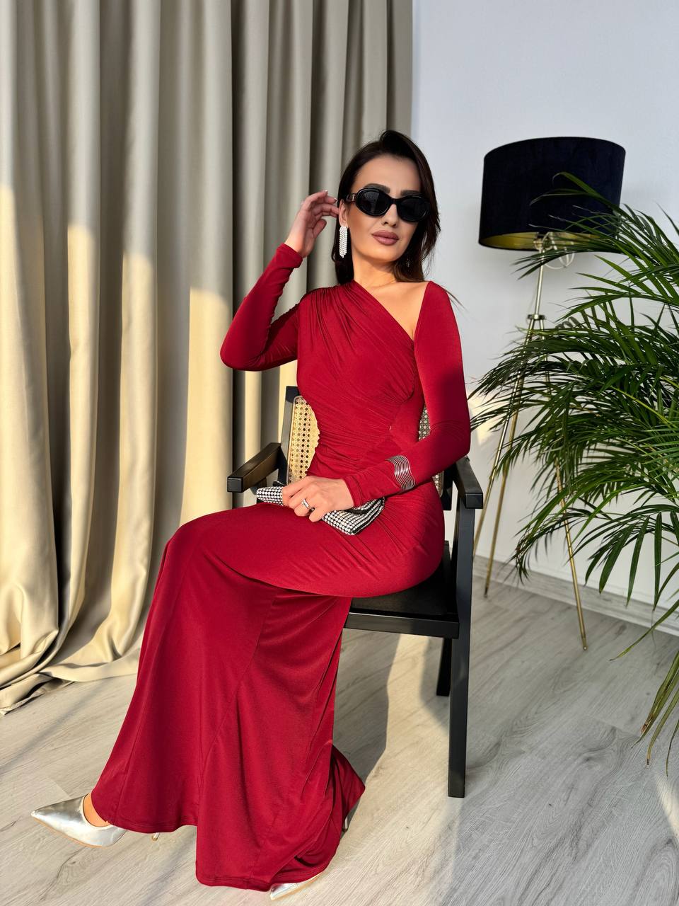 Tasarım%20Bordo%20Omuz%20Detay%20Rahy%20İthal%20Likralı%20Cendy%20Kumaş%20Elbise