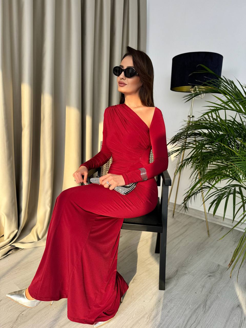 Tasarım%20Bordo%20Omuz%20Detay%20Rahy%20İthal%20Likralı%20Cendy%20Kumaş%20Elbise