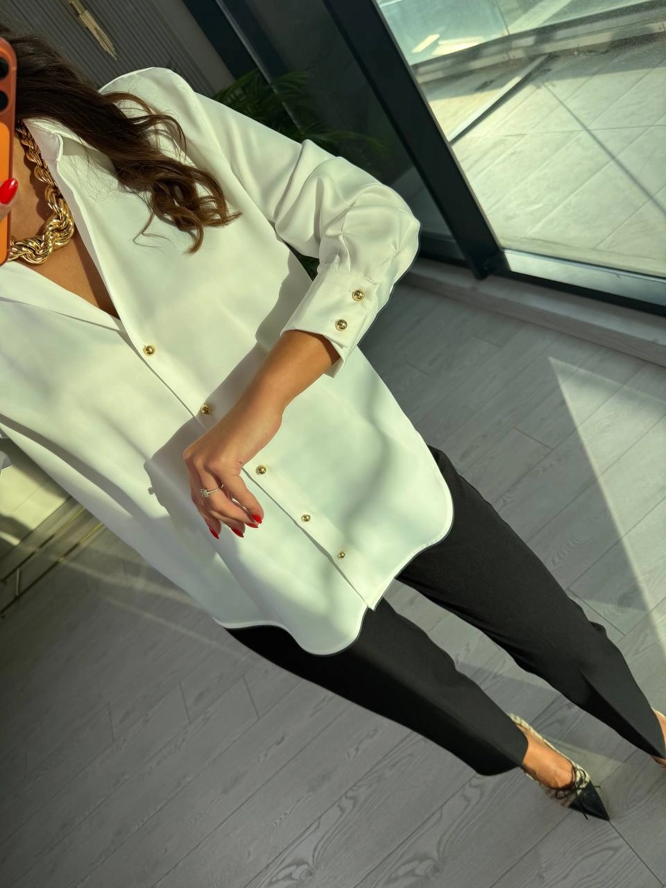 Siyah%20Gold%20Düğmeli%20Zara%20Tok%20Saten%20Gömlek