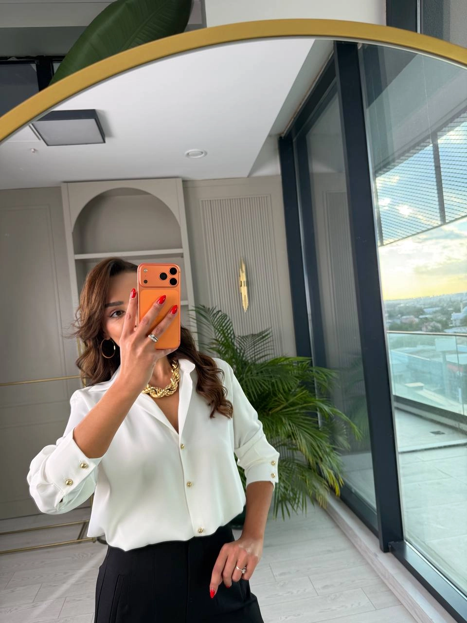 Siyah%20Gold%20Düğmeli%20Zara%20Tok%20Saten%20Gömlek