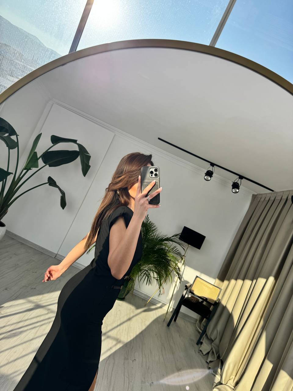 Siyah%20Zara%20Model%20Süs%20Kemerli%20Kalem%20Elbise