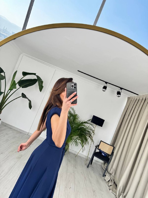 Lacivert%20Bel%20Kuşaklı%20Tensel%20Kumaş%20Midi%20Boy%20Elbise